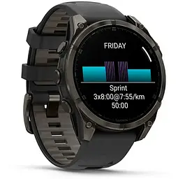 Смарт-годинник Garmin Fenix 8 47mm Solar Sapphire Carbon Gray DLC Titanium w. Black/Pebble Gray S. Band (010-02906-10) - мініатюра 6