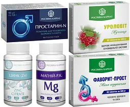 Програма для чоловічого здоров'я, Фаворит прост, Цинк, Магній Р.К Фітосвічки Простарин N, Уроловіт, "Рослина Карпат"