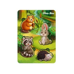 Пазл-вкладиш дерев'яний Ubumblebees ПСФ057 Лісові тварини-1 фон із підказкою (IP-177-P-61)