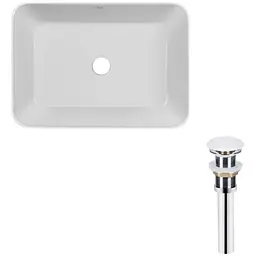 Комплект Qtap Virgo: Раковина накладна прямокутна 490х350х110 мм White + Донний клапан PU02 (QT18112261WN47305)