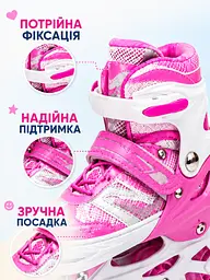 Дитячі ролики та ковзани 2 в 1 31-34 для хлопчика і дівчинки, розсувні рожеві (49676193) - мініатюра 6