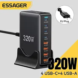 Зарядний адаптер блок живлення Essager 320 W GaN YMX-320 4U+4C (8 виходів) - мініатюра 5