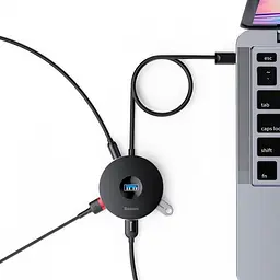 USB-хаб Baseus Round Box 4-Port USB-A Black 1 м [CAHUB-U01] [77941] - мініатюра 7