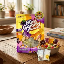 Жувальні цукерки Cokoc Gummies Mini Lollipop Grape & Mango 60г - мініатюра 4