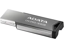USB флеш накопичувач ADATA 64 GB UV250 Metal Black USB 2.0 (AUV250-64G-RBK) - мініатюра 2