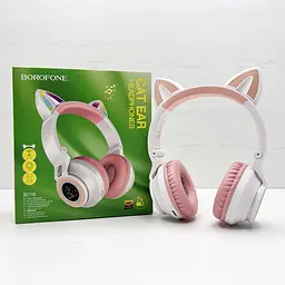 Бездротові накладні навушники Borofone BO18 Cat ear білі - мініатюра 2