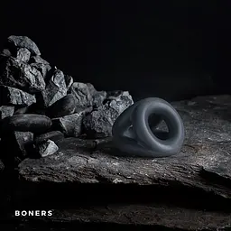 Потрійне ерекційне кільце Boners Open Cocksling Triple Cockring, 2.5 см (сірий) - мініатюра 2