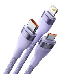Кабель Baseus Flash Series Ⅱ 3-in-1 Cable USB to MicroUSB+Lightning+Type-C 100W 1.2m CASS030005 Purple - мініатюра 2