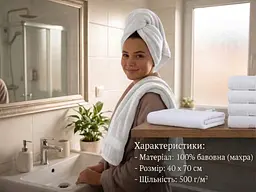 Рушники махрові готельні 40х70 см 6 шт. 100% бавовна білі - мініатюра 3