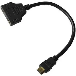 Перехідник TCOM штекер HDMI 2 гнізда HDMI-сплітер шнур 0.2 м - мініатюра 2