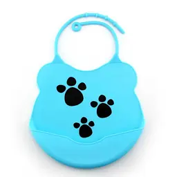 Силіконовий слинявчик з кишенею Kiddy Блакитний Лапки 02670