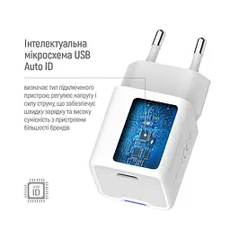 Мережевий зарядний пристрій ColorWay GaN Mini 35W PD Port PPS USB-C Білий (CW-CHS056PD-WT) - мініатюра 10
