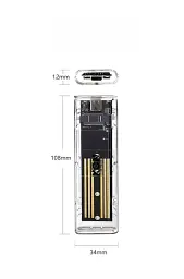 Зовнішня кишеня XON MemoryCase для M.2 NVMe (PCIe) / NGFF (SATA) USB 3.1 Type-C Прозора (XSC2C13NN1PT 6310) - мініатюра 2