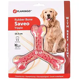 Flamingo Rubber Flexo Saveo Triple Bone Beef 15.5х14 см жувальна іграшка для собак смак яловичини
