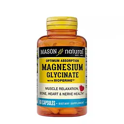 Магнію глицинат з біоперином 240 мг Mason Natural Magnesium Glycinate with Bioperine 60 капсул