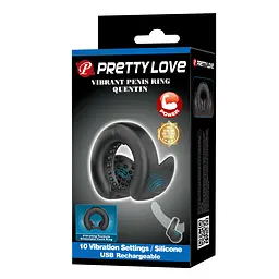 Віброкільце PRETTY LOVE Quentin Vibrating Silicone Cock Ring PRETTY LOVE BI-210312Z 103659 - мініатюра 2