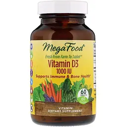 Вітамін D3 MegaFood Vitamin D3 1000 IU 60 таблеток - мініатюра 2