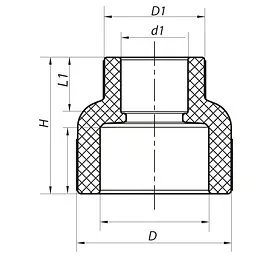 Муфта редукційна ВВ Koer 75x40 PPR K0208.Pro KP2573 - мініатюра 2