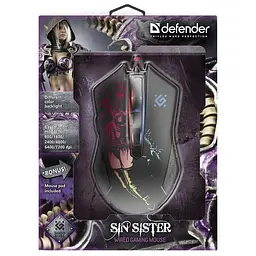 Мишка Defender Sin'Sister GM-933 (+ коврик), 6 кн. до 7200 dpi - мініатюра 5