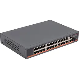 Комутатор PoE 24ch 18x100Mbps PoE+6x Gigabit PoE+2x Gigabit UPLINK, 400W, SFP