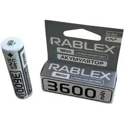 Літій-іонний акумулятор Rablex 18650 3600 mAh (Li-ion) 3.7 V Original - мініатюра 5