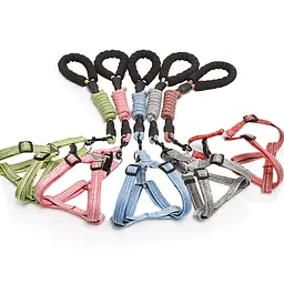 Шлея-петля з повідцем Пухнасте Щастя для собак світловідбивна, L, 41-60 см/20 мм, 200 см/10 мм, червона - мініатюра 2