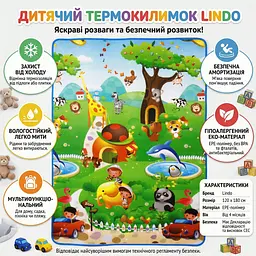 Килимок ігровий мультифункціональний Lindo "Звірі" двосторонній 120х180 см - мініатюра 4