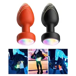 Силіконова анальна пробка з вібрацією та підсвіткою Light Anal Plug 3,5x9 см чорна - мініатюра 6
