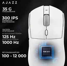 Игровая мышь Ajazz AJ-139W MC V2 Wireless/Bluetooth/USB ESports Gaming 12000dpi 35G White - мініатюра 7
