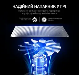 Охолоджувальна підставка для ноутбука до 17 дюймів OfficePro OPCP-500 2xUSB 1xfans - мініатюра 9