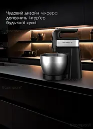 Міксер з чашею Grunhelm міксер кухонний, ручний міксер, міксер планетарний з насадкою для замішування тіста, Чорний - мініатюра 8