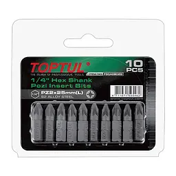 Набір насадок викруткових TOPTUL 1/4" L 25 мм PZ1 10 од. FSCA0801G