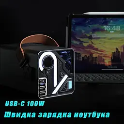 Зарядна станція O2 Project регульований DC 5V-24V USB-C 100W потужний великої ємності 80000 mAh 120W - мініатюра 6