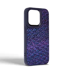 Кожаный чехол для Apple iPhone 14 Pro, Harder Virgin Mermaid, синий, термополиуретан ТПУ + экокожа с морской чешуйчатой текстурой, панель, защита корпуса, противоударный, микрофибра, рамка вокруг камеры, защита всего корпуса, (ARM76827) - мініатюра 2