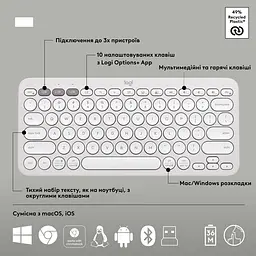 Комплект (клавіатура + миша) Logitech Pebble 2 Combo White (920-012240) UA [141509] - мініатюра 11