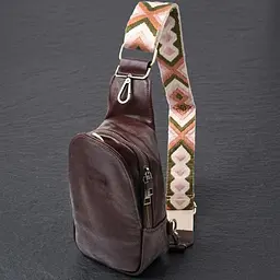 Зручна сумка через плече в модному кольорі з екошкіри Vintage 22794 коричнева