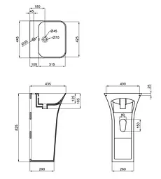 Раковина Qtap Crow підлогова без донного клапана QT0511G315WN - мініатюра 7