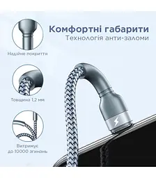 Кабель Remax Jany Series USB - micro USB, 1m Сріблястий (RC-124m) - мініатюра 2