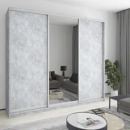 Шафа-купе тридверна MebelStar Комбо AL 2ДСП/Дзеркало 270x60x240 см Бетон (MBS-2157)