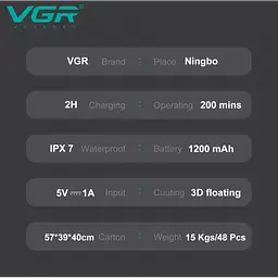 Електробритва акумуляторна 1200 мА·год, від USB, бритва VGR V392 Синій - мініатюра 2