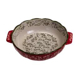 Форма для запікання кругла порцелянова Vintage 900 мл з ручками для духовки випікання запіканок страв м'яса овочів 24х20х5 см Червоний