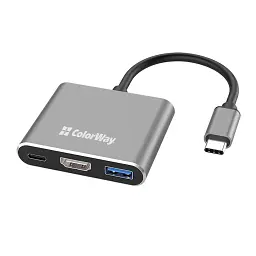 Концентратор ColorWay USB-C 3-in-1 USB 3.0 + HDMI 4K + USB-C PD100W (CW-HUB08) - мініатюра 4