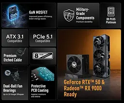 Блок живлення ASUS TUF Gaming 850W 80+ Platinum (90YE0102-B0NA00) Black - мініатюра 10