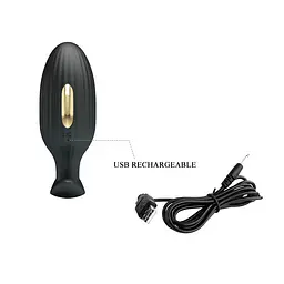 Анальна пробка Pretty Love Jefferson Electric Shock Stimulator 9.2 см (чорний) - мініатюра 6