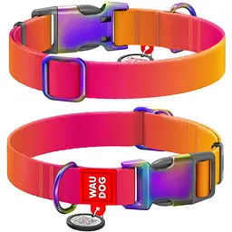 Нашийник для собак Waudog Nylon Recycled з QR-паспортом, пластиковий фастекс L, 33-49 см помаранчевий - мініатюра 2