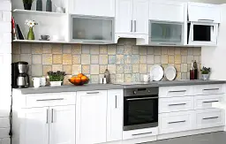Кухонний фартух Happy Pocket Золоті Квадрати вінілова для кухні 65х250 см Геометрія Блакитний Z184266