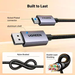 Кабель мультимедійний DisplayPort M to HDMI M 2.0m V2.0 4K30Hz DP125 black Ugreen (35842) - мініатюра 9