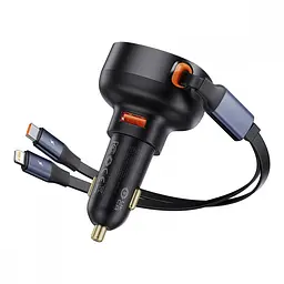 АЗП Baseus Enjoyment Pro 60W (USB) + Retractable Type-C+Lightning Cables - мініатюра 9