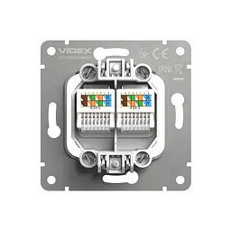 Розетка CAT6e подвійна комп'ютерна біла матова VIDEX NOTA (VF-NT-SK2PC6-WH) VIDEX (28882-000) - мініатюра 4