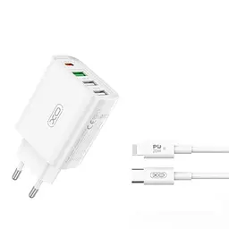 Мережевий зарядний пристрій XO L120 multi port fast charging (USB-C 20W/USB-A 18W) with lightning cable Білий - мініатюра 4